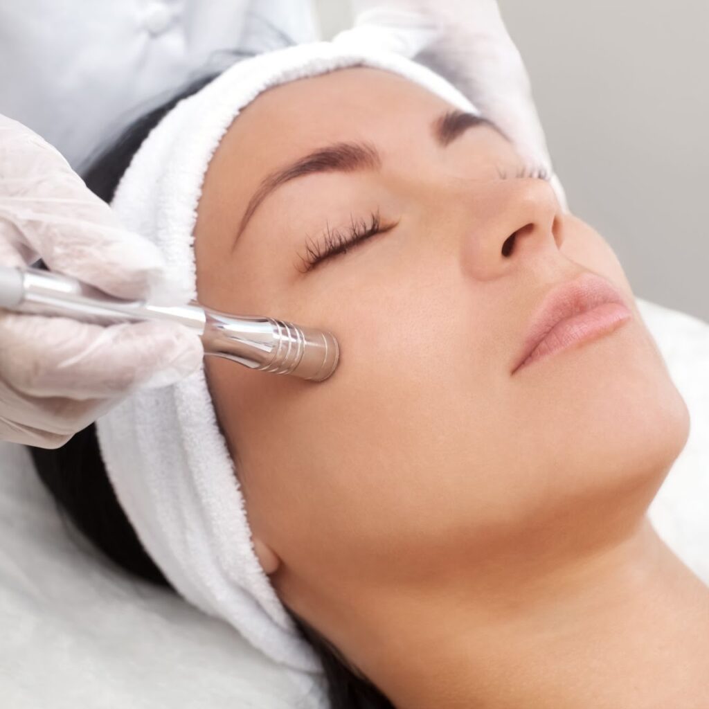 Person receiving facial treatment